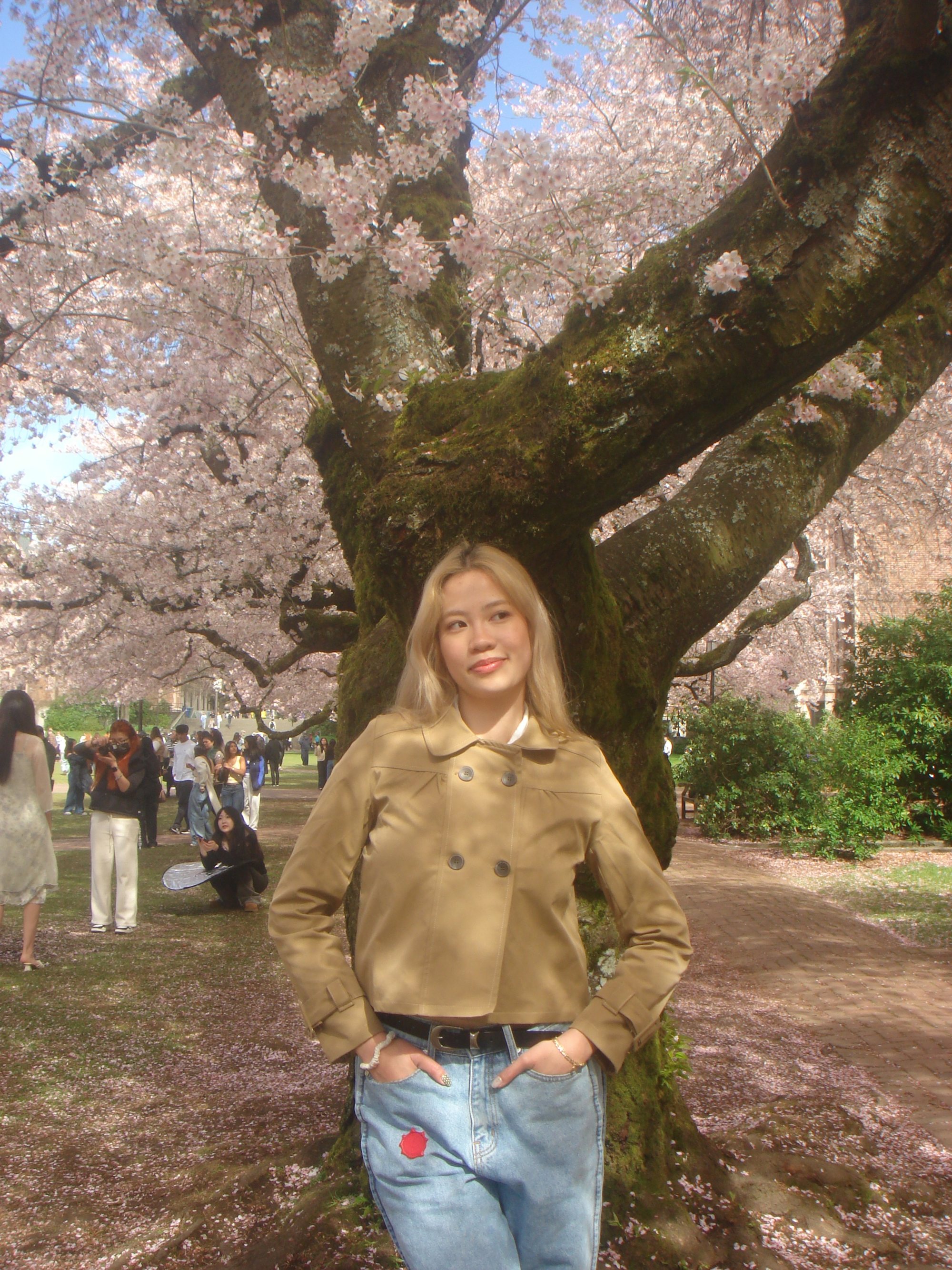 Cindy under the cherry blossoms