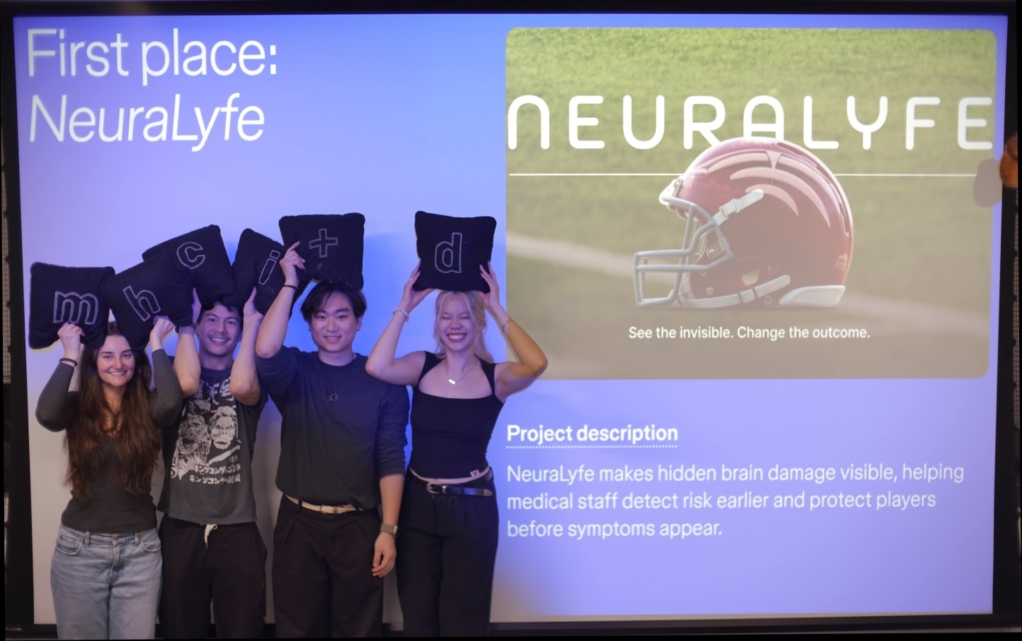 NeuraLyfe team celebrating first place at FigBuild 2026