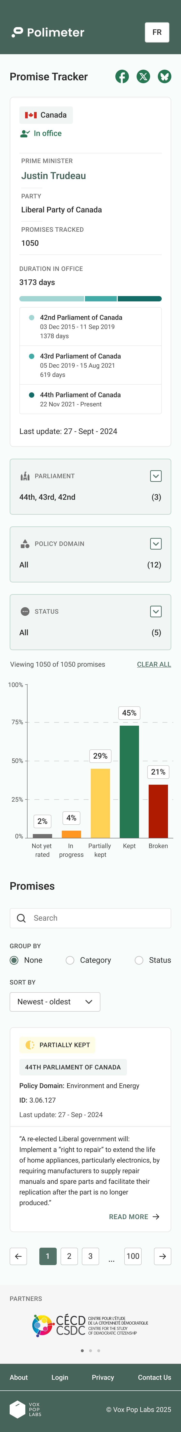 Promise Tracker at mobile breakpoint